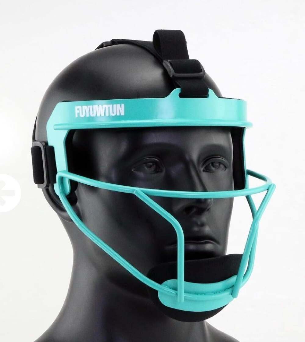 Softball Fielder's Face Mask Protective Defensive Infielder's Shield Teal